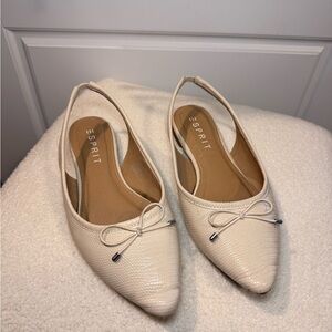 Esprit Beige Textured Slingback Flats